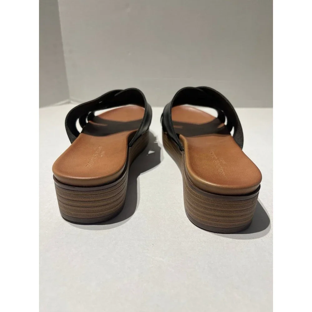 Rock & Candy Calilea Slide Sandals Black Faux Leather Size 9.5 New